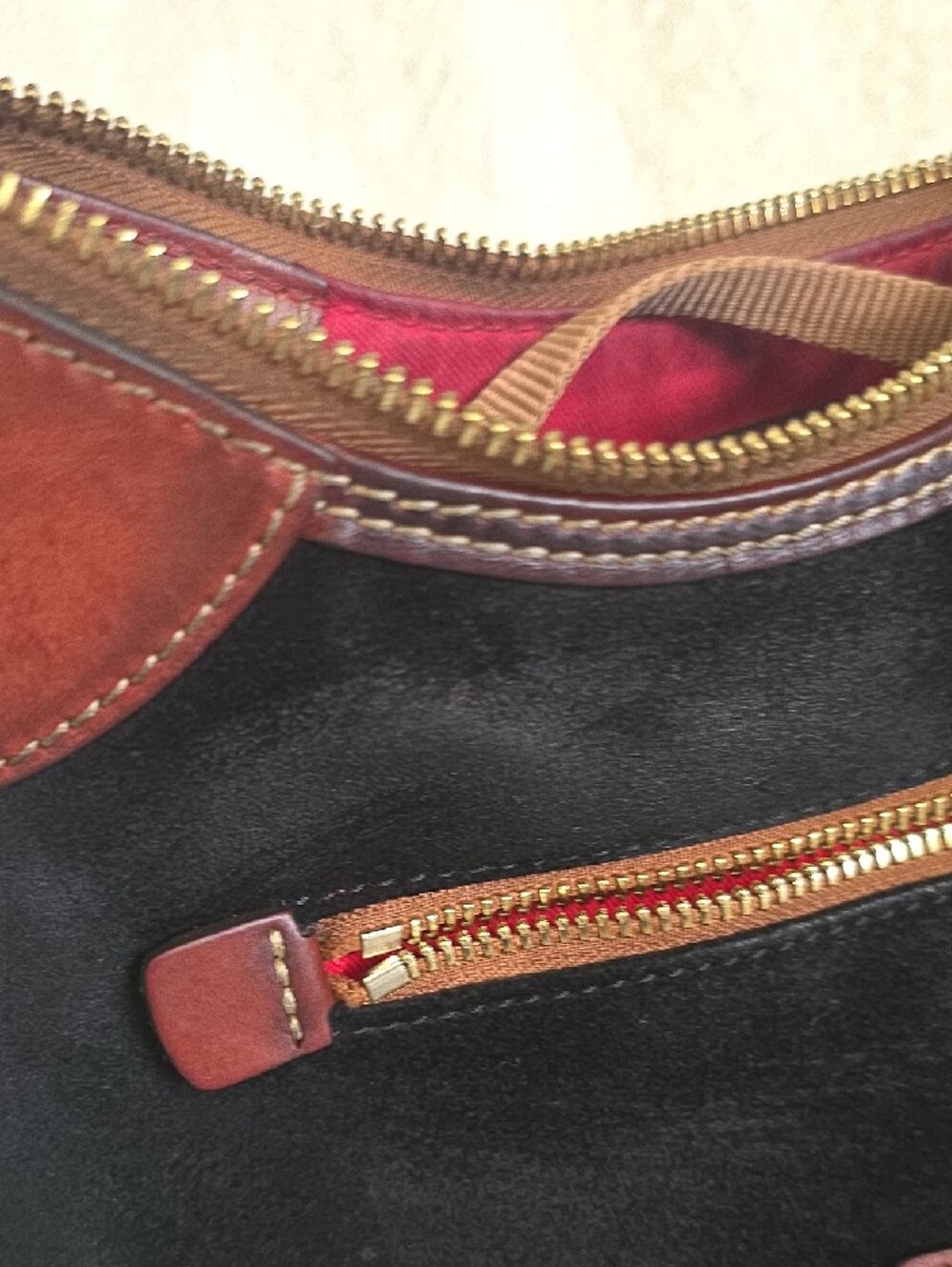 Dooney & Bourke Black Suede Shoulder Bag with Brown Leather Trim - Picture 7 of 14